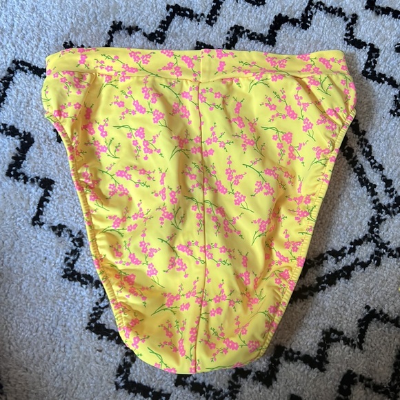 Vintage 1990’s Yellow Pink Floral Bikini Swimsuit Set High Waist Bottoms - Picture 12 of 15